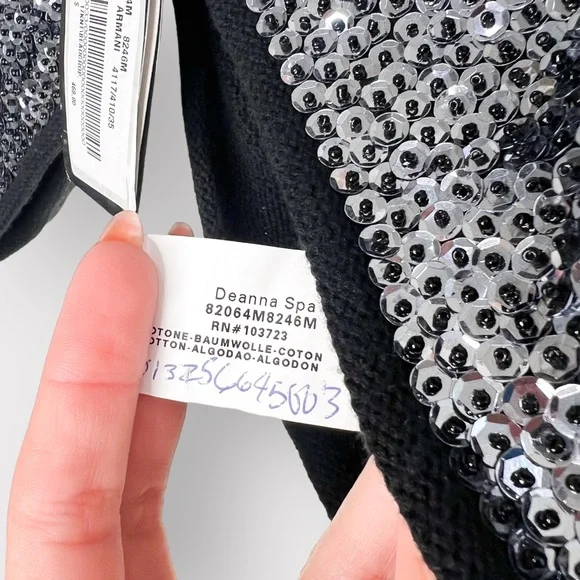 EMPORIO ARMANI “Deeana Spa” Silver Sequin Bolero Mini Sweater (Sz 8)